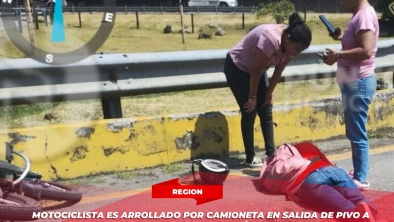 Motociclista es arrollado por camioneta en salida de PIVO a la autopista Orizaba-Córdoba.