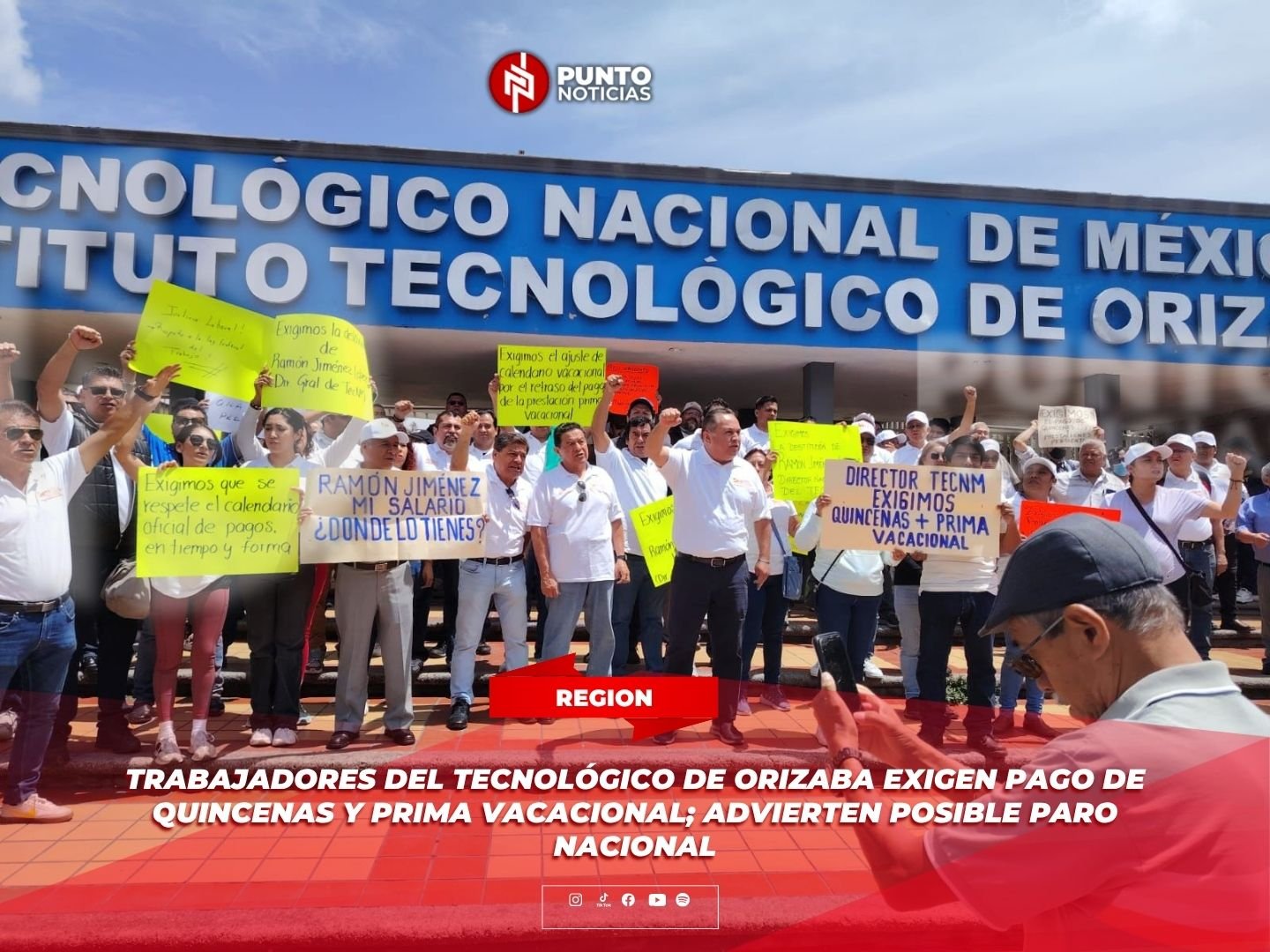 Trabajadores del Tecnológico de Orizaba exigen pago de quincenas y prima vacacional; advierten posible paro nacional