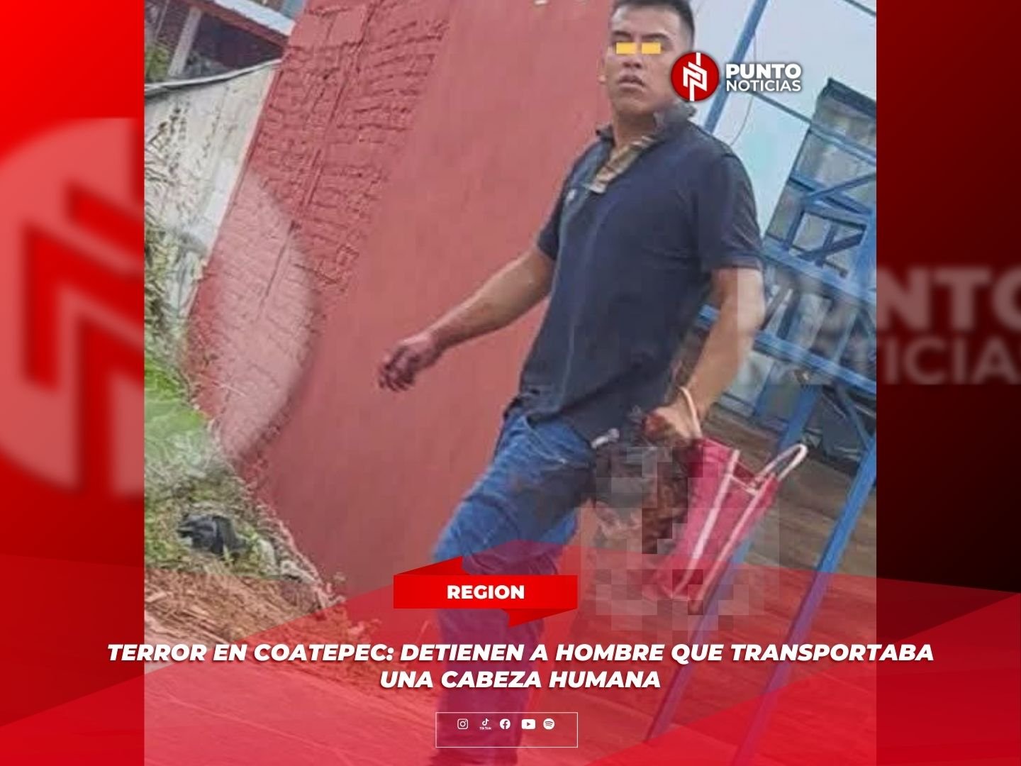 Terror en Coatepec: Detienen a hombre que transportaba una c@b3za hum@n@