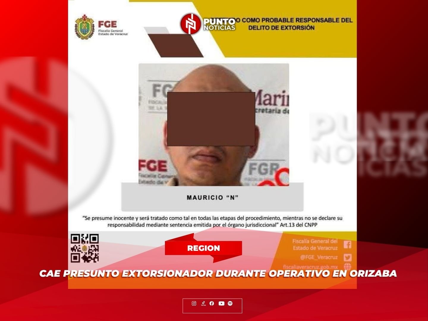 Cae presunto extorsionador durante operativo en Orizaba