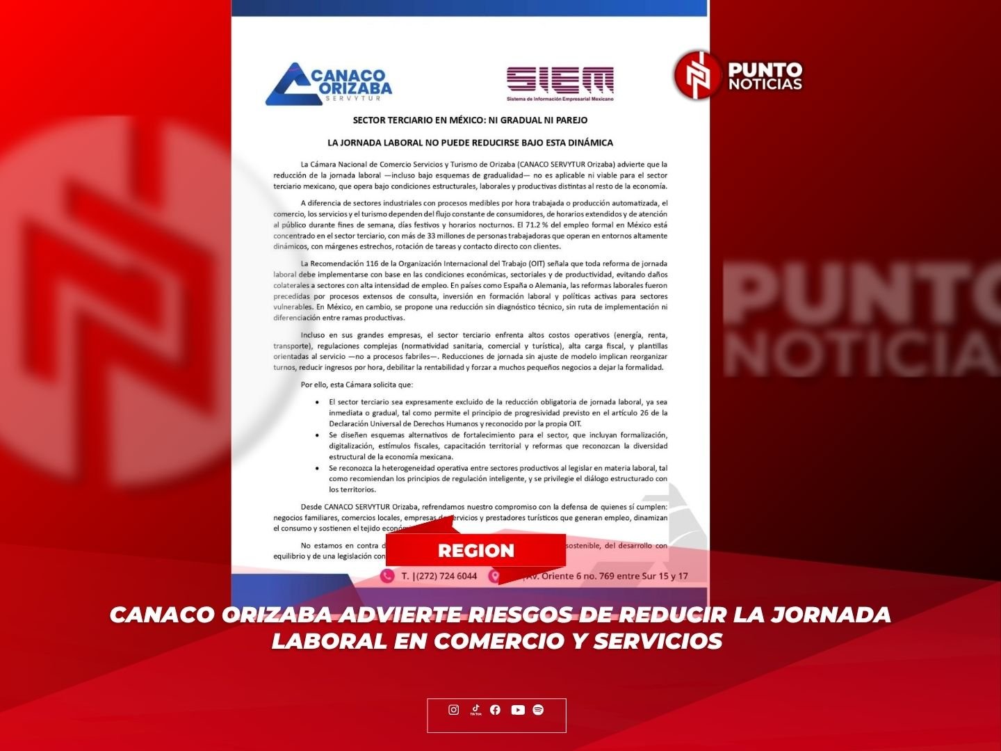 CANACO Orizaba advierte riesgos de reducir la jornada laboral en comercio y servicios