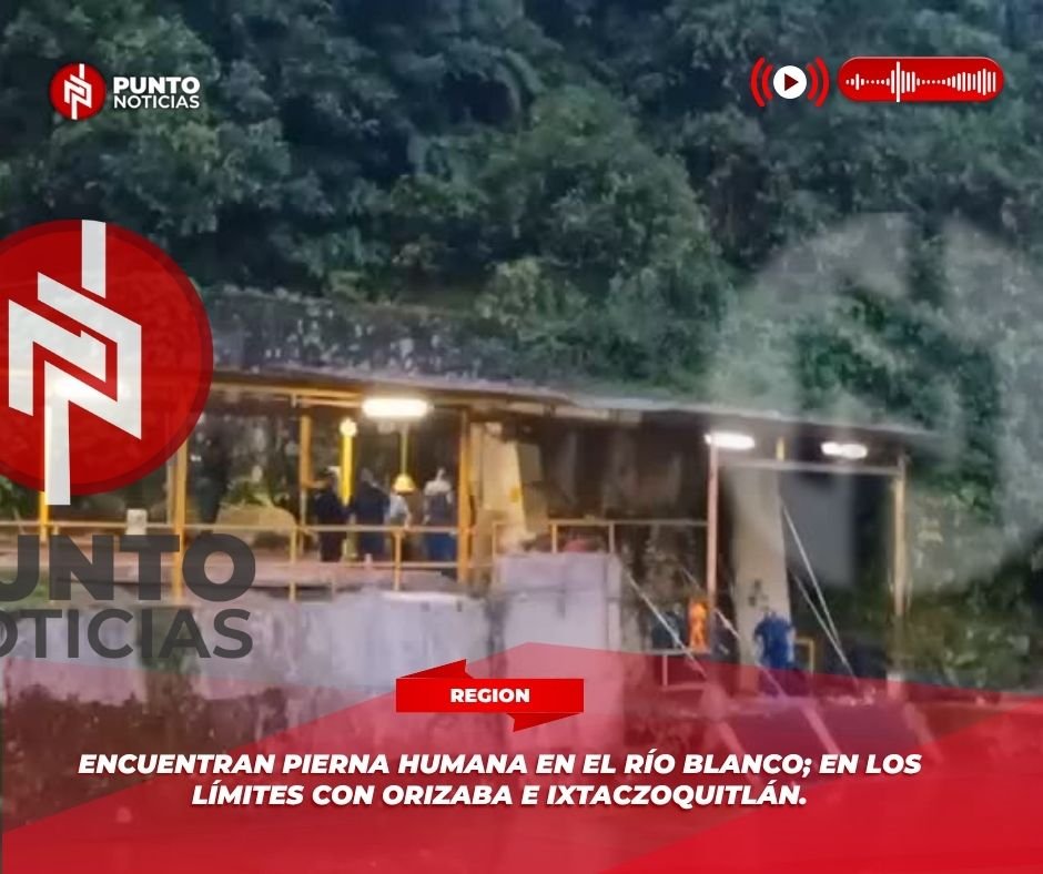 Encuentran pierna humana en el río Blanco; en los límites con Orizaba e Ixtaczoquitlán.