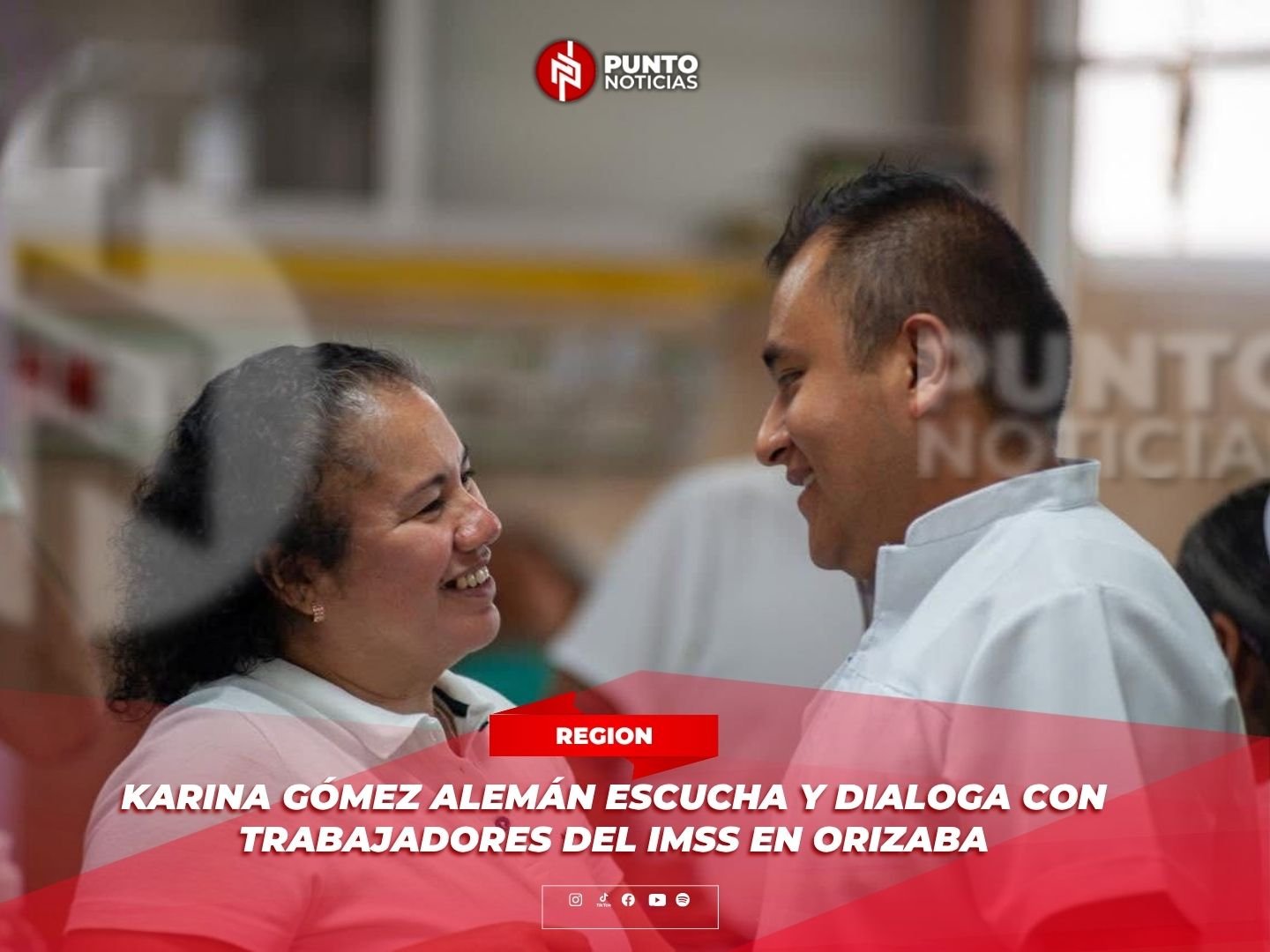 Karina Gómez Alemán escucha y dialoga con trabajadores del IMSS en Orizaba