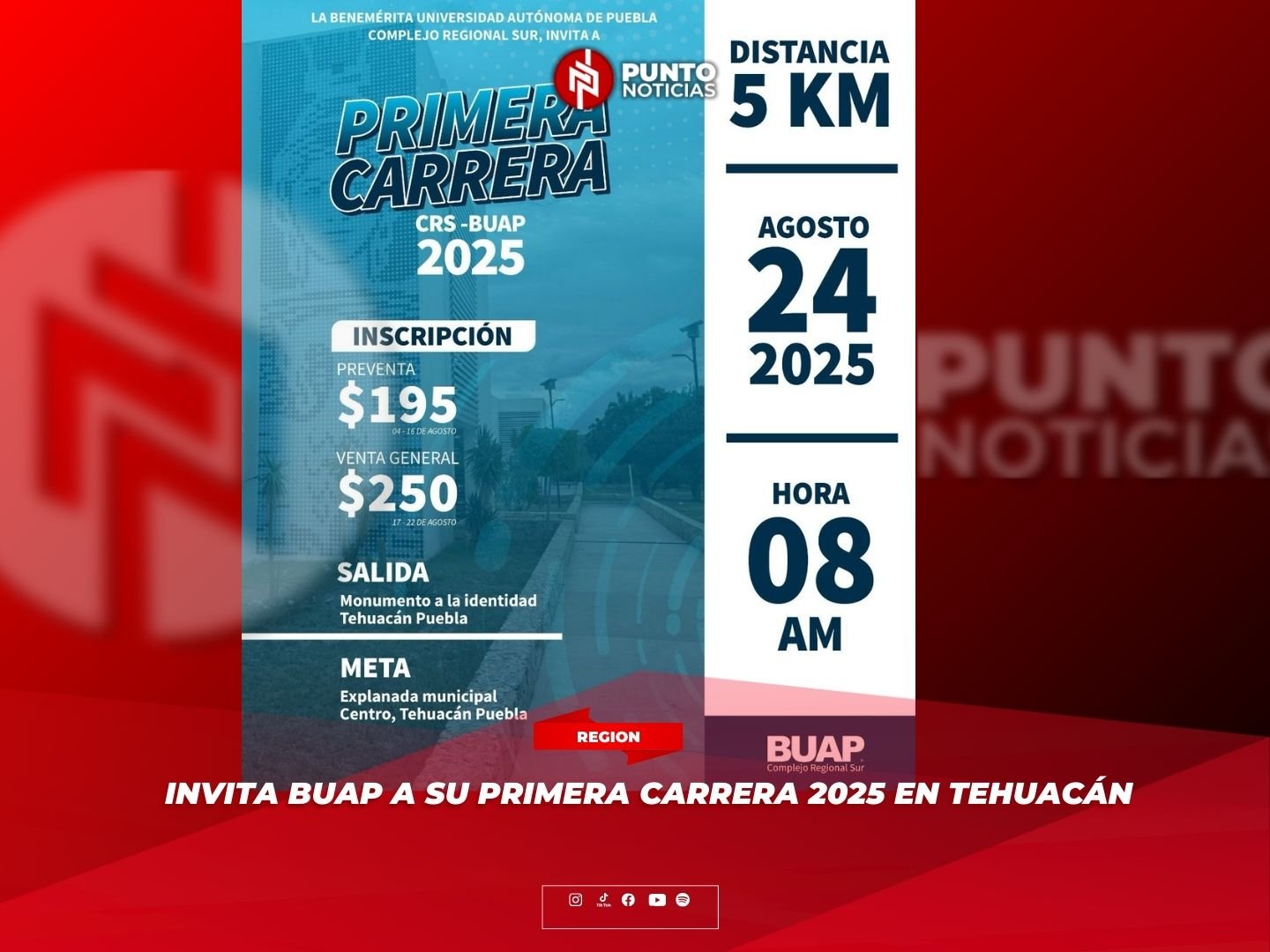 Invita BUAP a su Primera Carrera 2025 en Tehuacán