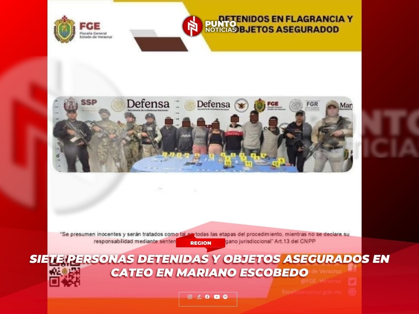 Siete personas detenidas y objetos asegurados en cateo en Mariano Escobedo