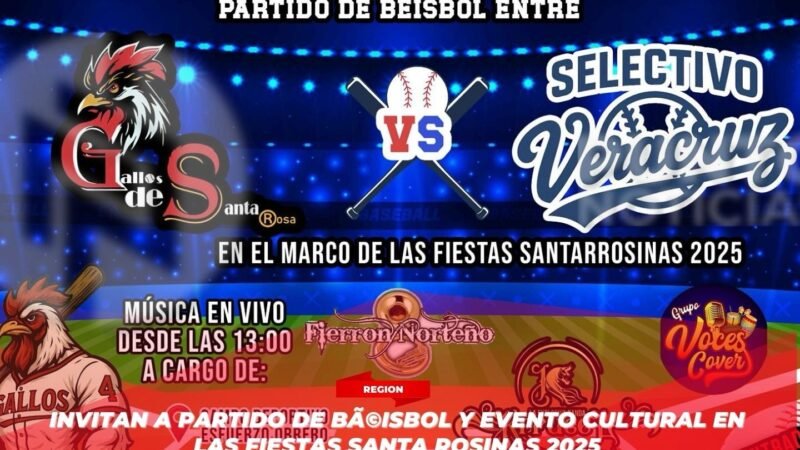 Invitan a partido de béisbol y evento cultural en las Fiestas Santa Rosinas 2025
