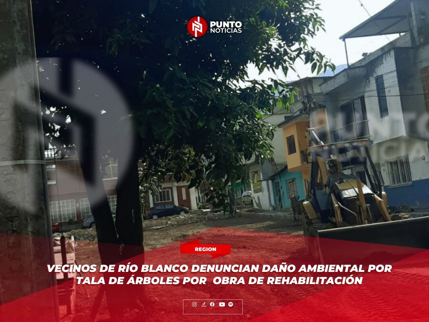 Vecinos de Río Blanco denuncian daño ambiental por tala de árboles por obra de rehabilitación