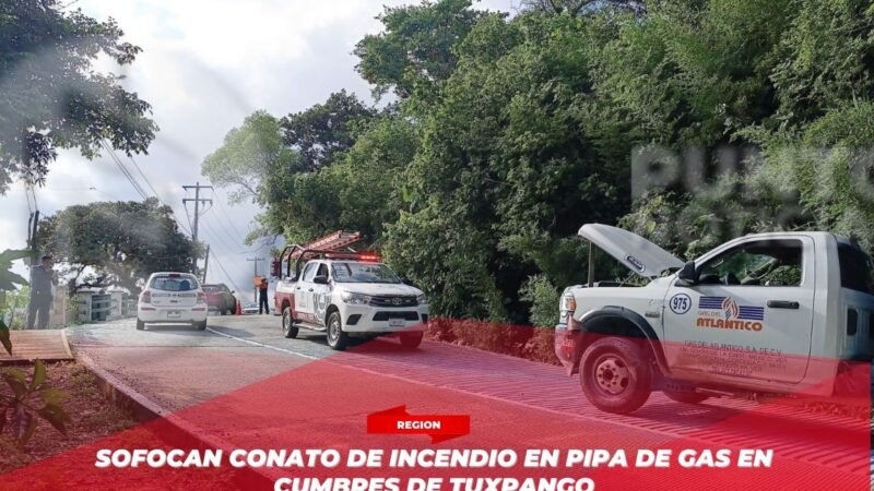 Sofocan conato de incendio en pipa de gas en Cumbres de Tuxpango
