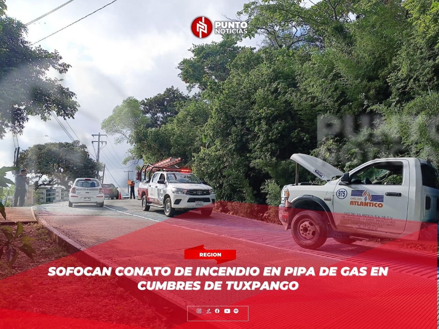 Sofocan conato de incendio en pipa de gas en Cumbres de Tuxpango