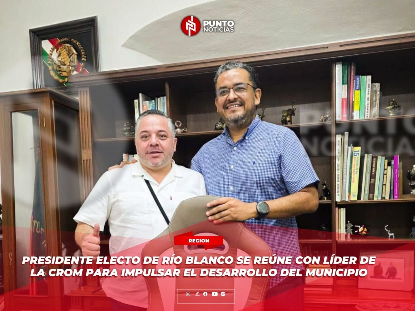 Presidente electo de Río Blanco se reúne con líder de la CROM para impulsar el desarrollo del municipio