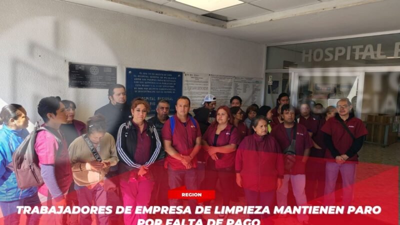 Trabajadores de empresa de limpieza mantienen paro por falta de pago