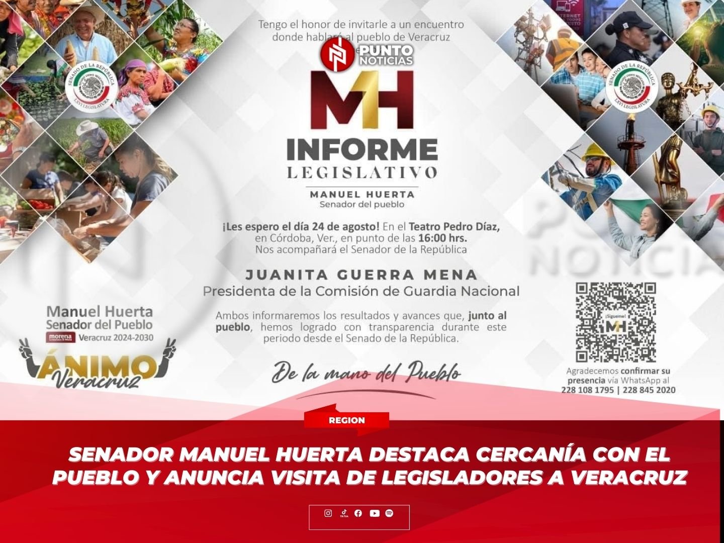 Senador Manuel Huerta destaca cercanía con el pueblo y anuncia visita de legisladores a Veracruz
