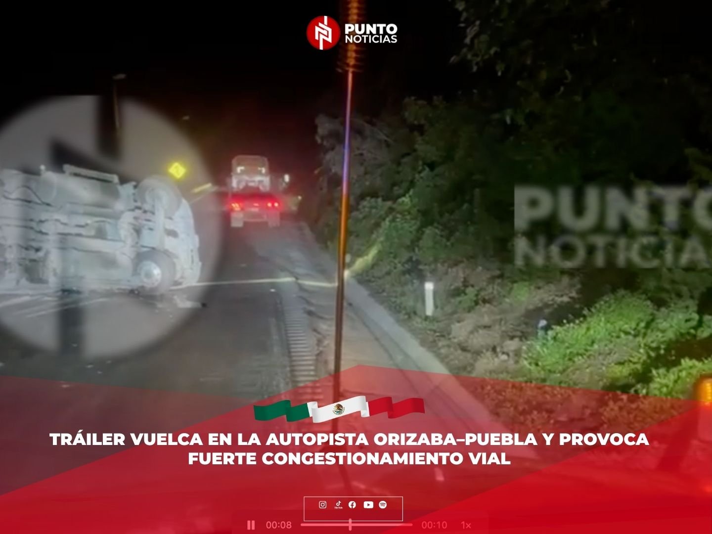 Tráiler vuelca en la autopista Orizaba–Puebla y provoca fuerte congestionamiento vial