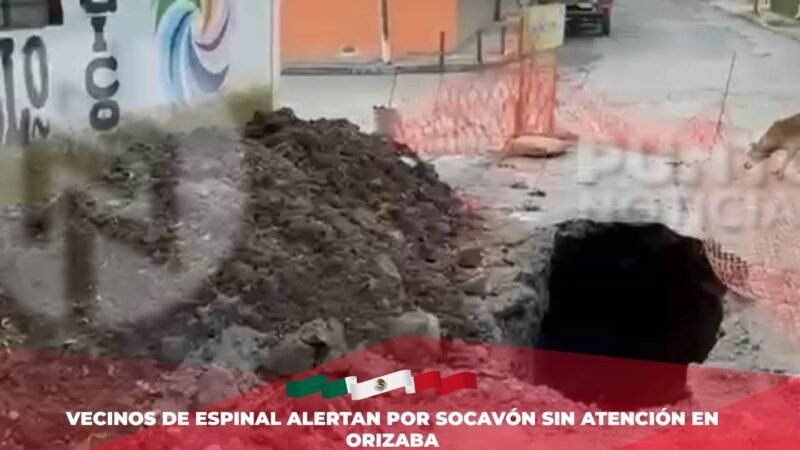 Vecinos de Espinal alertan por socavón sin atención en Orizaba