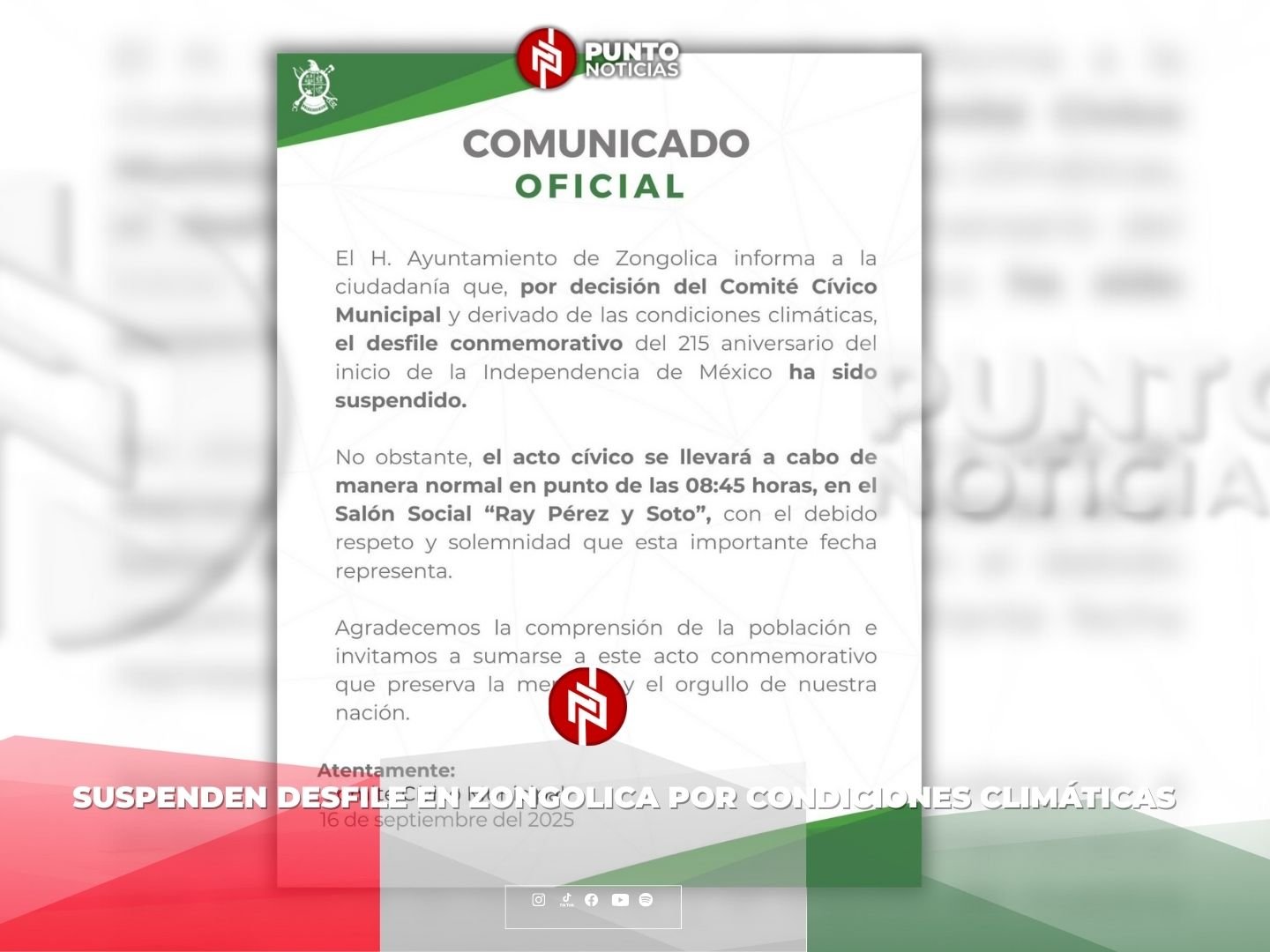 Suspenden desfile en Zongolica por condiciones climáticas