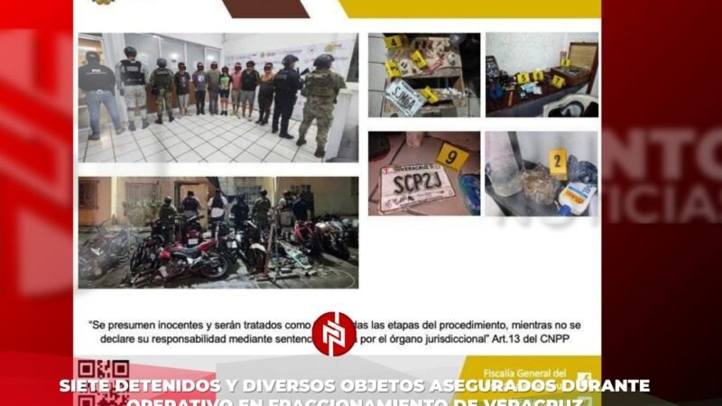 Siete detenidos y diversos objetos asegurados durante operativo en fraccionamiento de Veracruz