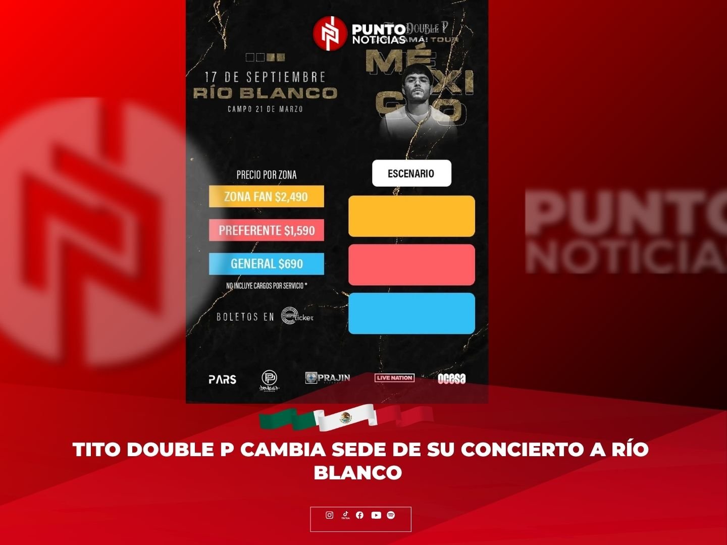 Tito Double P cambia sede de su concierto a Río Blanco 🎶🔥