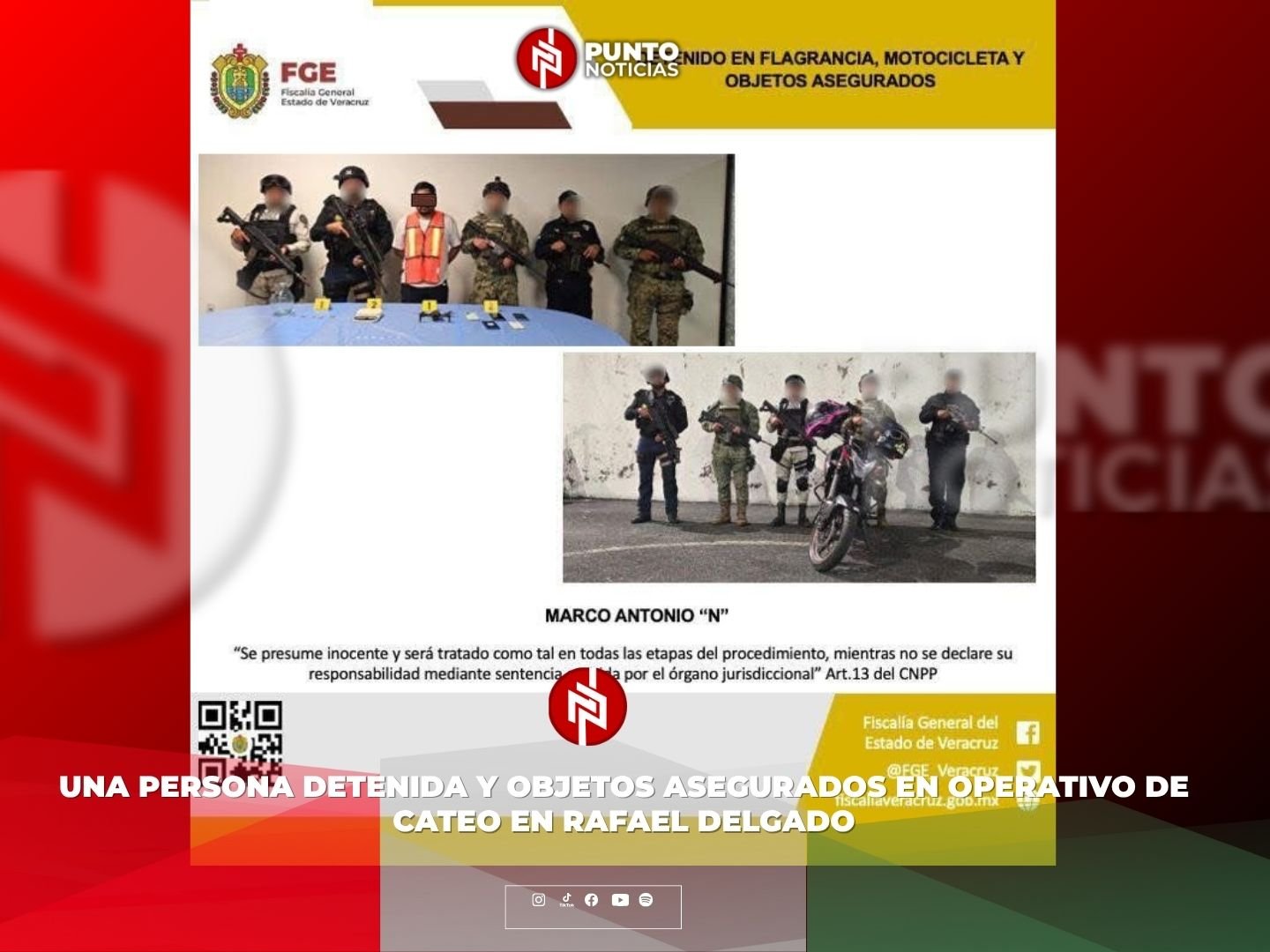 Una persona detenida y objetos asegurados en operativo de cateo en Rafael Delgado