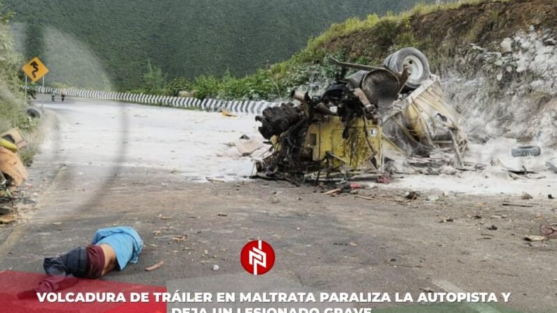 Volcadura de tráiler en Maltrata paraliza la autopista y deja un lesionado grave.