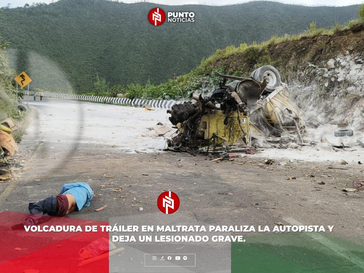 Volcadura de tráiler en Maltrata paraliza la autopista y deja un lesionado grave.