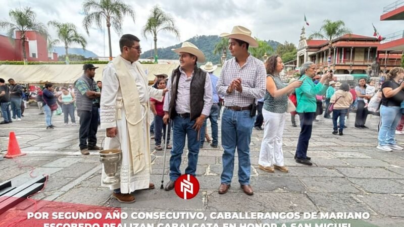 Por segundo año consecutivo, caballerangos de Mariano Escobedo realizan cabalgata en honor a San Miguel Arcángel; se suma Baldomero Montiel Estévez al recorrido