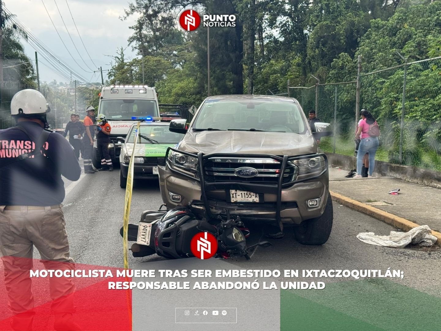 Motociclista muere tras ser embestido en Ixtaczoquitlán; responsable abandonó la unidad