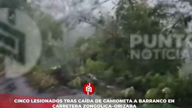 Cinco lesionados tras caída de camioneta a barranco en carretera Zongolica–Orizaba