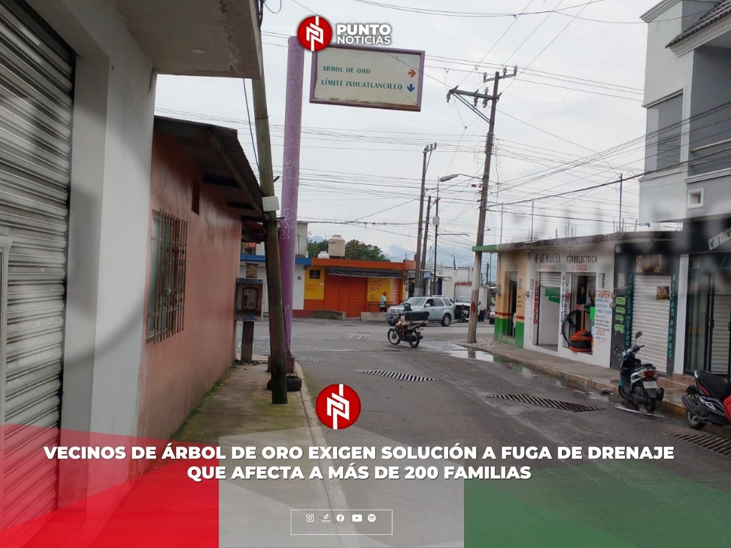 Vecinos de Árbol de Oro exigen solución a fuga de drenaje que afecta a más de 200 familias
