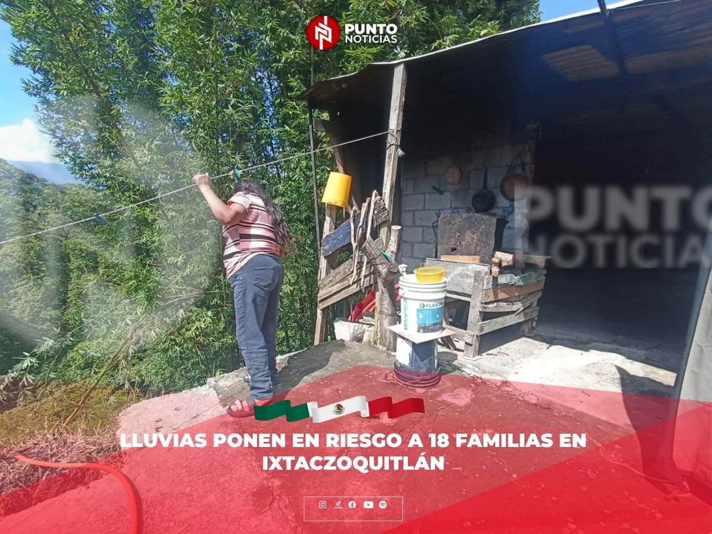 Lluvias ponen en riesgo a 18 familias en Ixtaczoquitlán