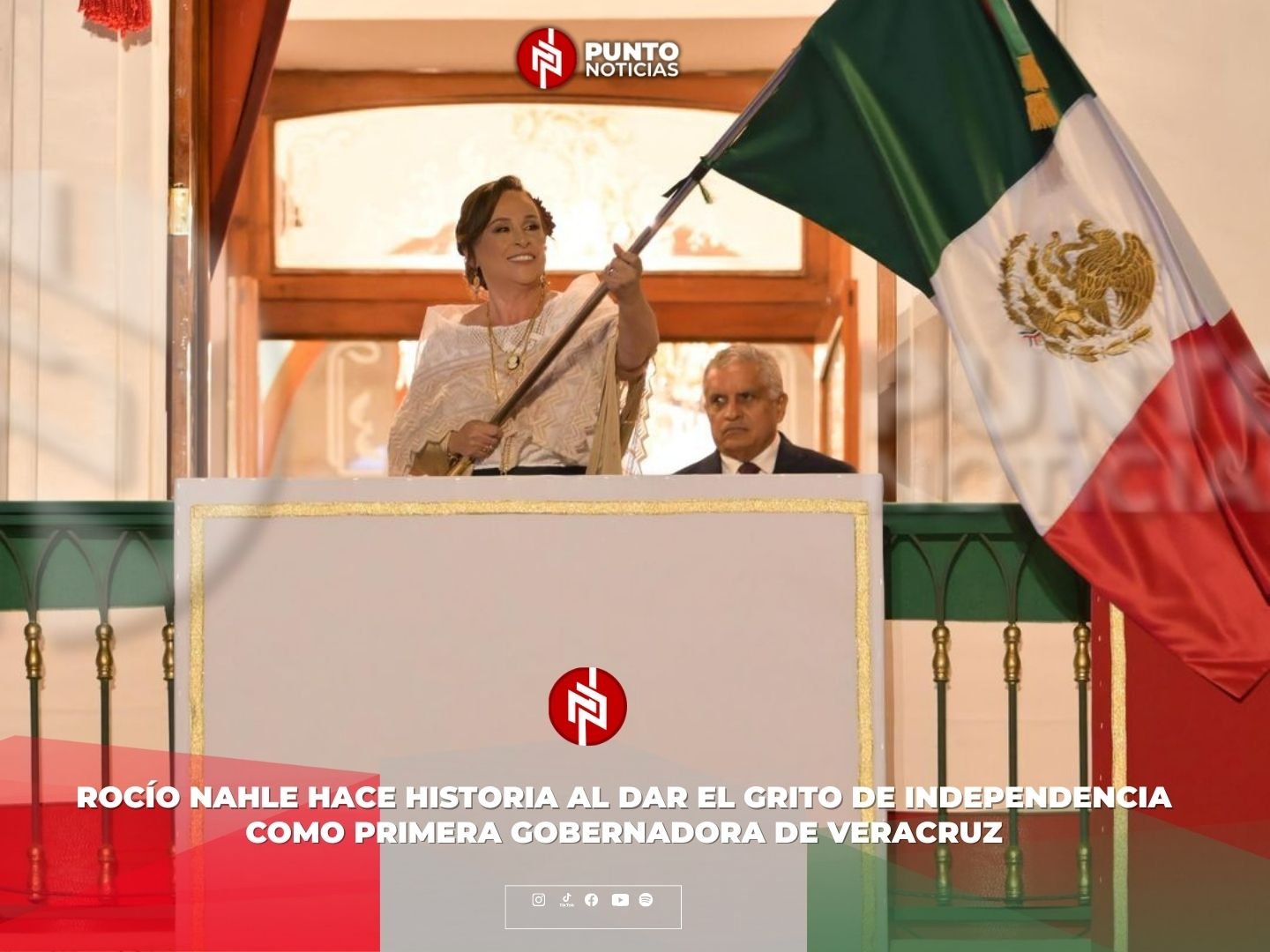 Rocío Nahle hace historia al dar el Grito de Independencia como primera gobernadora de Veracruz