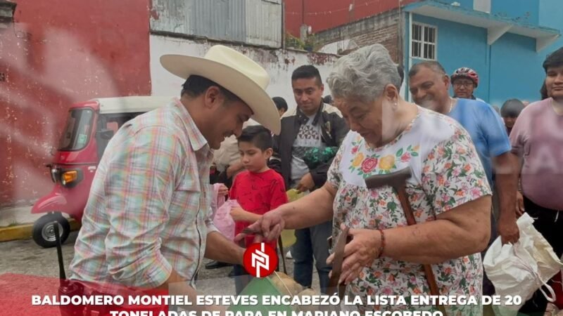 Baldomero Montiel Esteves encabezó la lista entrega de 20 toneladas de papa en Mariano Escobedo