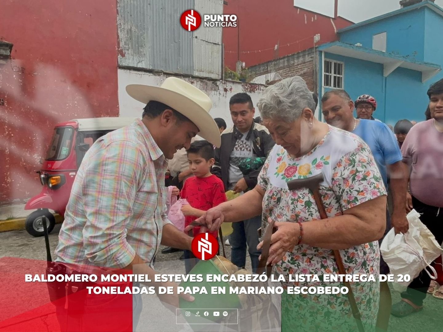 Baldomero Montiel Esteves encabezó la lista entrega de 20 toneladas de papa en Mariano Escobedo