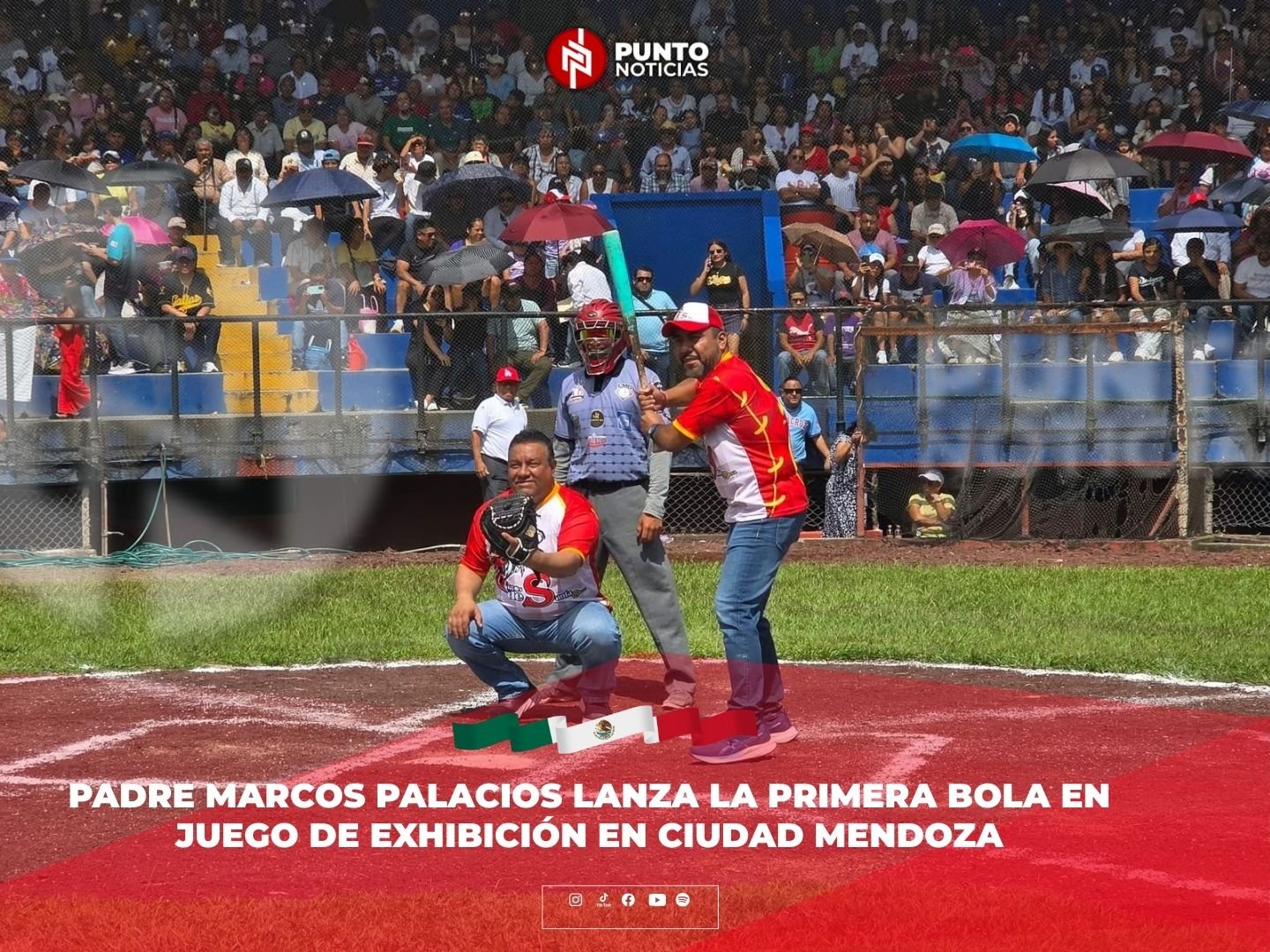 Padre Marcos Palacios lanza la primera bola en juego de exhibición en Ciudad Mendoza