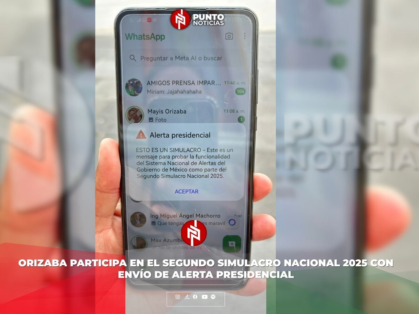 Orizaba participa en el Segundo Simulacro Nacional 2025 con envío de alerta presidencial