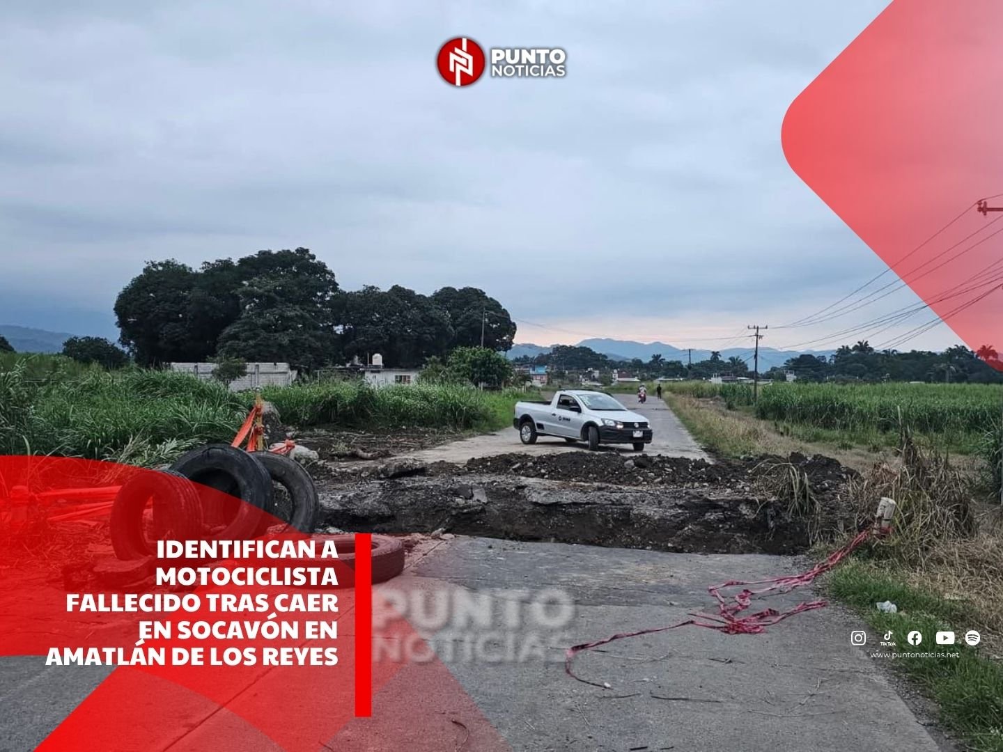 Identifican a motociclista fallecido tras caer en socavón en Amatlán de los Reyes