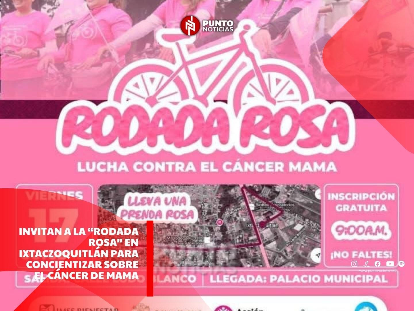 Invitan a la “Rodada Rosa” en Ixtaczoquitlán para concientizar sobre el cáncer de mama