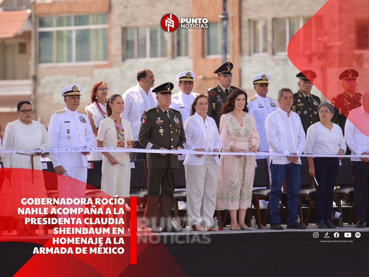 Gobernadora Rocío Nahle acompaña a la presidenta Claudia Sheinbaum en homenaje a la Armada de México
