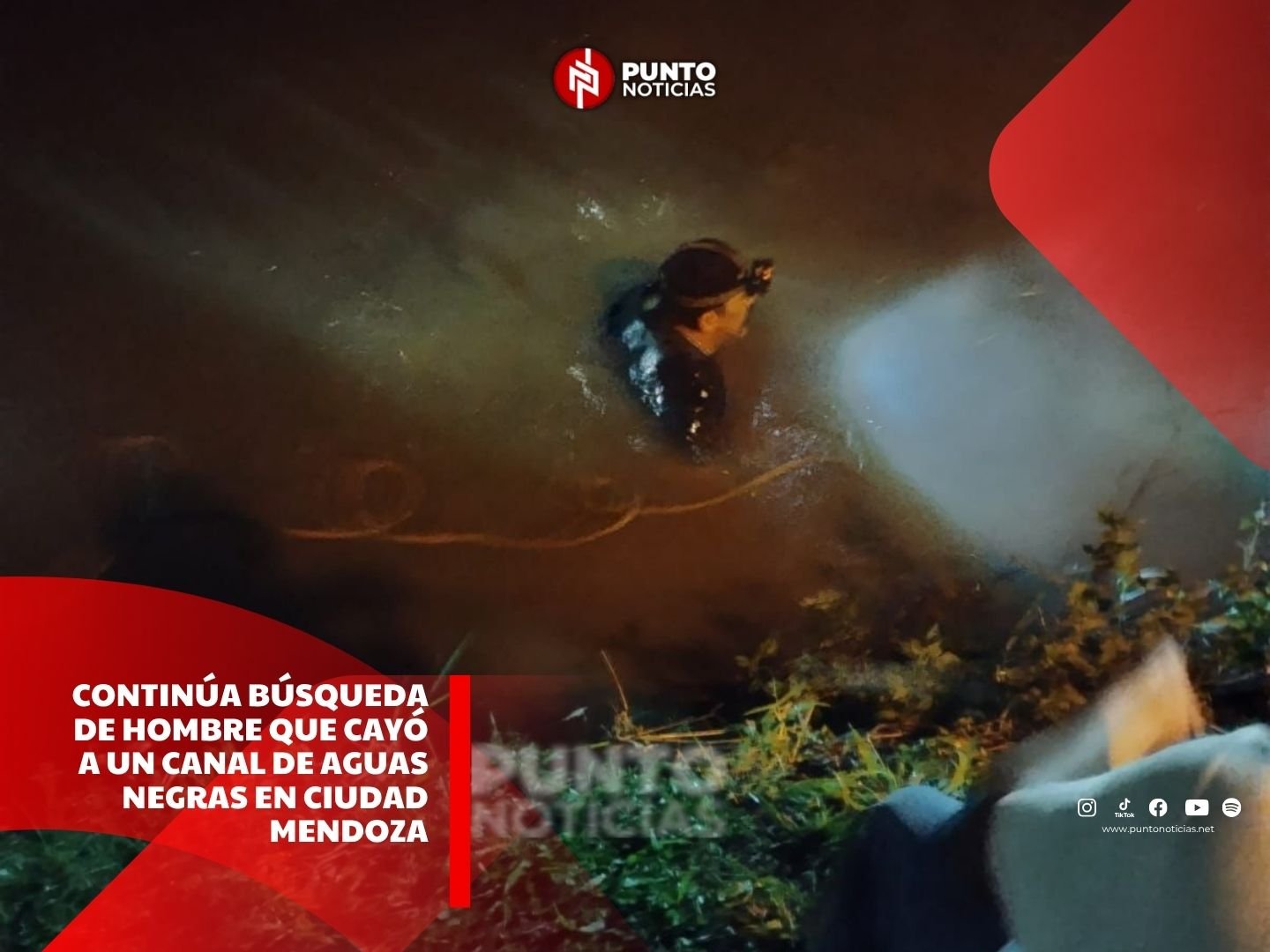 Continúa búsqueda de hombre que cayó a un canal de aguas negras en Ciudad Mendoza